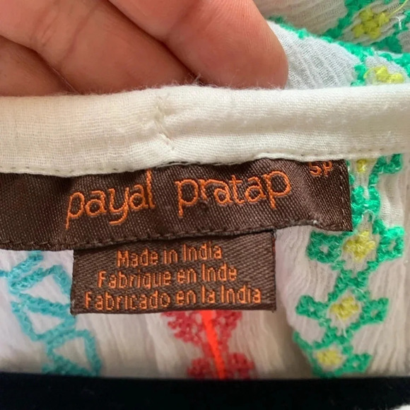 Payal Pratap x Anthropologie India Cotton Embroidered Peasant Top Small - Picture 7 of 8